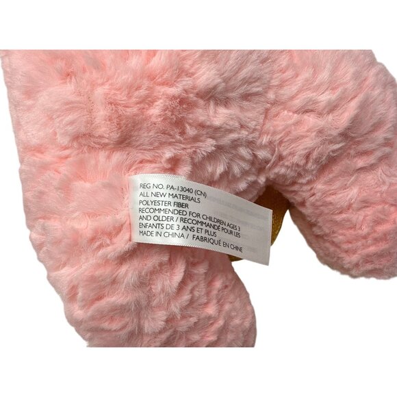 Plush Pink Teddy Bear Golden Heart Feet Hello Cutie Pie Stuffed Animal Valentine - Picture 8 of 9